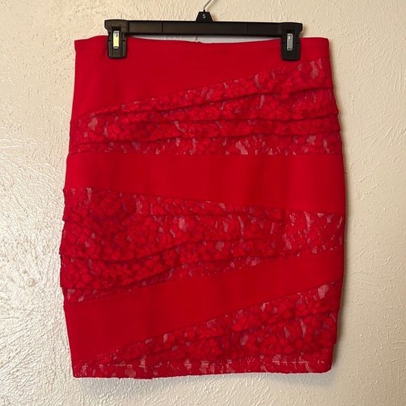 Victoria's Secret Dresses & Skirts - 3/$25 BODY by Victoria Secret VS Red Lace Pencil Skirt Bodycon Valentines Size 8